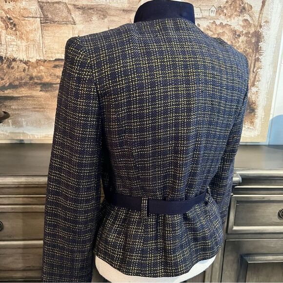 Vintage Woward Wolf Navy & Gold Metallic Tweed Blazer size 8 - Picture 6 of 11